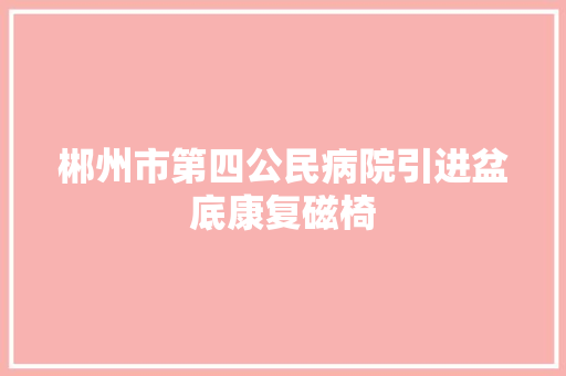 郴州市第四公民病院引进盆底康复磁椅 汽车知识
