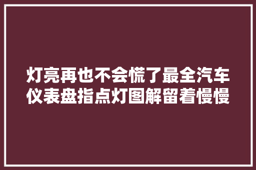 灯亮再也不会慌了最全汽车仪表盘指点灯图解留着慢慢学