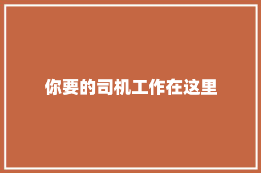你要的司机工作在这里