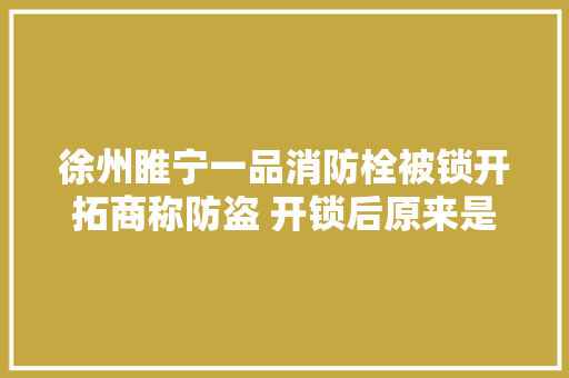 徐州睢宁一品消防栓被锁开拓商称防盗 开锁后原来是不出水