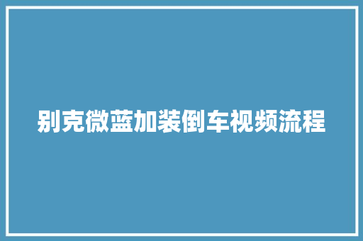 别克微蓝加装倒车视频流程