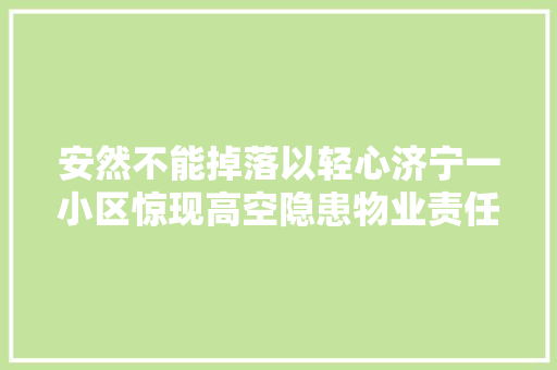 安然不能掉落以轻心济宁一小区惊现高空隐患物业责任何在