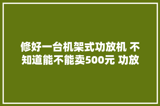 修好一台机架式功放机 不知道能不能卖500元 功放