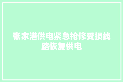 张家港供电紧急抢修受损线路恢复供电