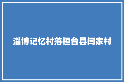 淄博记忆村落桓台县闫家村