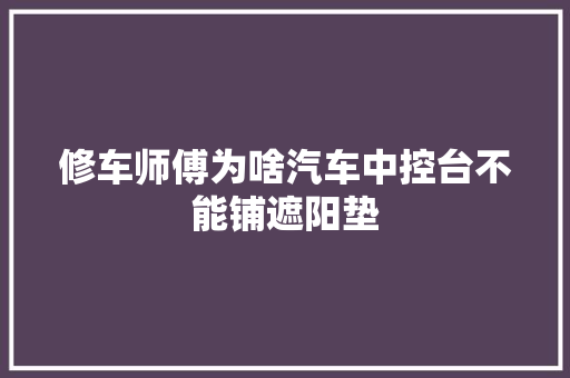 修车师傅为啥汽车中控台不能铺遮阳垫