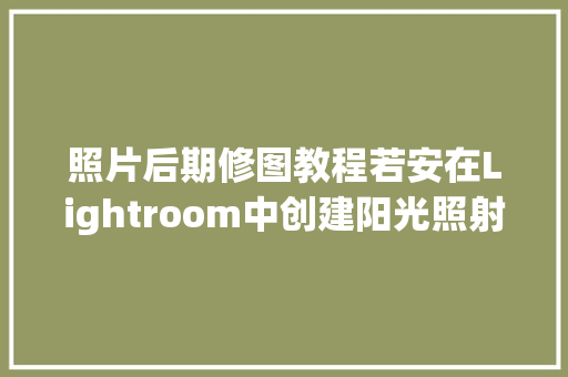 照片后期修图教程若安在Lightroom中创建阳光照射效果教程