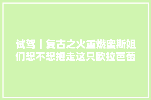 试驾｜复古之火重燃蜜斯姐们想不想抱走这只欧拉芭蕾猫 汽车知识