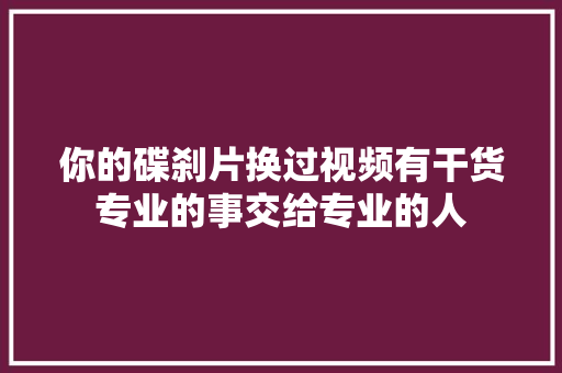 你的碟刹片换过视频有干货专业的事交给专业的人