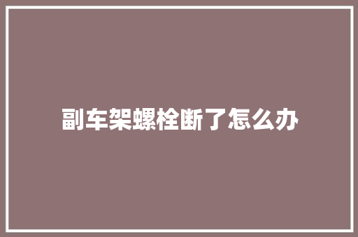 副车架螺栓断了怎么办 汽车知识