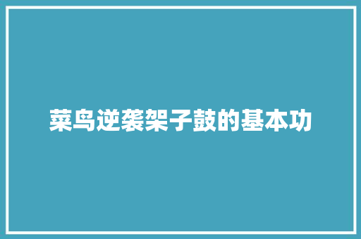 菜鸟逆袭架子鼓的基本功