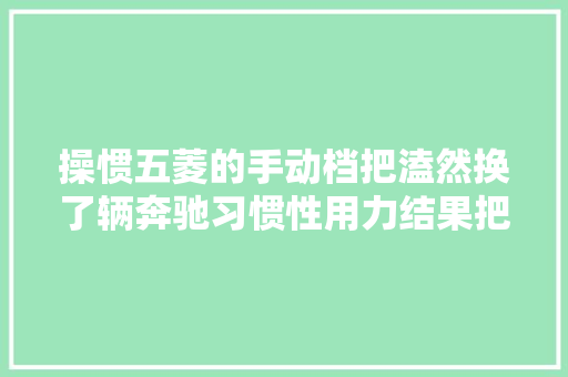 操惯五菱的手动档把溘然换了辆奔驰习惯性用力结果把档把折断