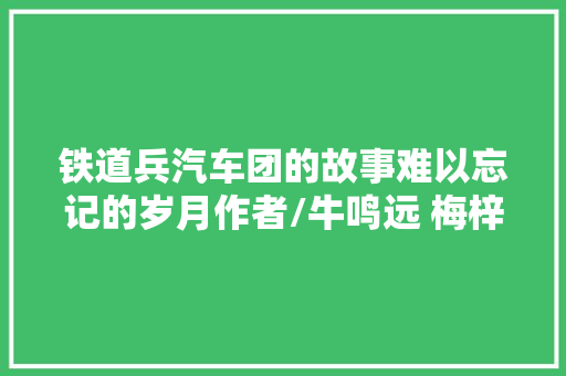 铁道兵汽车团的故事难以忘记的岁月作者/牛鸣远 梅梓祥推荐