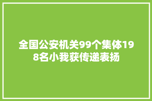 全国公安机关99个集体198名小我获传递表扬