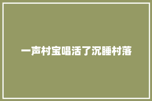 一声村宝唱活了沉睡村落