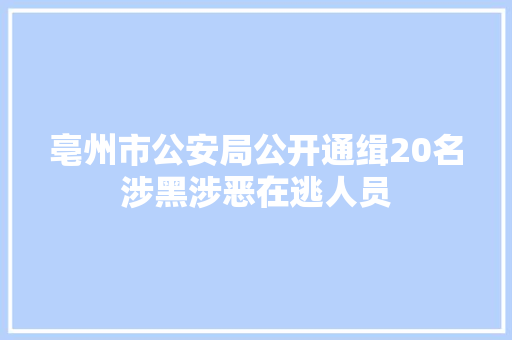 亳州市公安局公开通缉20名涉黑涉恶在逃人员