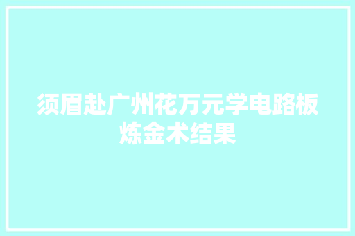 须眉赴广州花万元学电路板炼金术结果 汽车知识