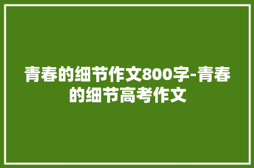 青春的细节作文800字-青春的细节高考作文