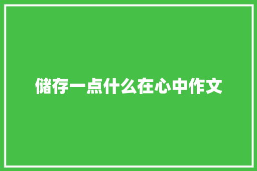 储存一点什么在心中作文