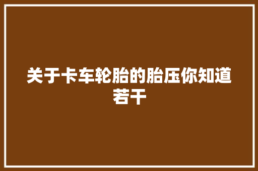 关于卡车轮胎的胎压你知道若干
