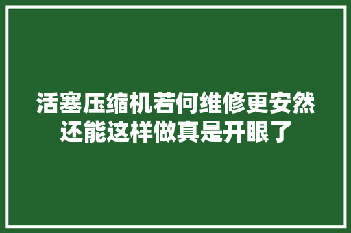 活塞压缩机若何维修更安然还能这样做真是开眼了