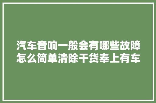 汽车音响一般会有哪些故障怎么简单清除干货奉上有车一族留心啦