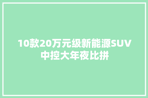 10款20万元级新能源SUV中控大年夜比拼