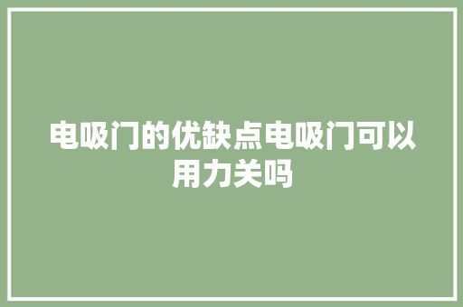 电吸门的优缺点电吸门可以用力关吗