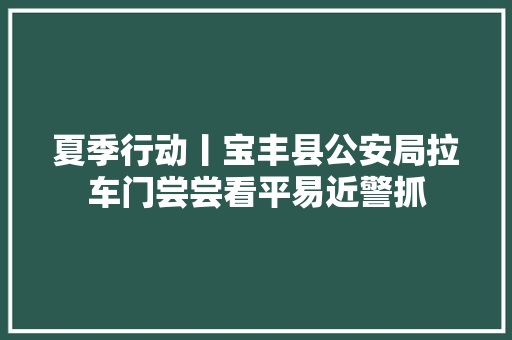 夏季行动丨宝丰县公安局拉车门尝尝看平易近警抓 汽车知识