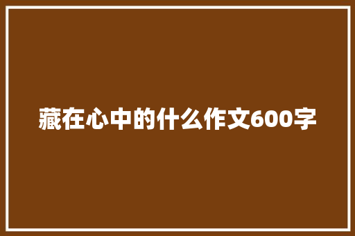 藏在心中的什么作文600字