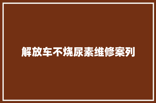 解放车不烧尿素维修案列 汽车知识