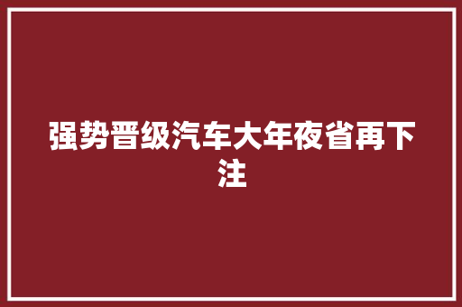 强势晋级汽车大年夜省再下注