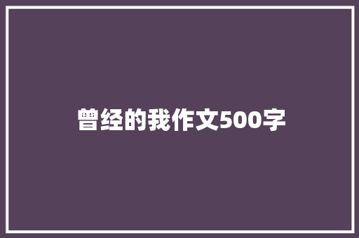 曾经的我作文500字