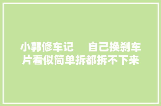 小郭修车记     自己换刹车片看似简单拆都拆不下来