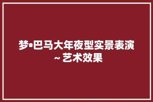 梦•巴马大年夜型实景表演～艺术效果