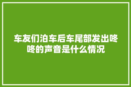 车友们泊车后车尾部发出咚咚的声音是什么情况