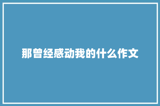 那曾经感动我的什么作文