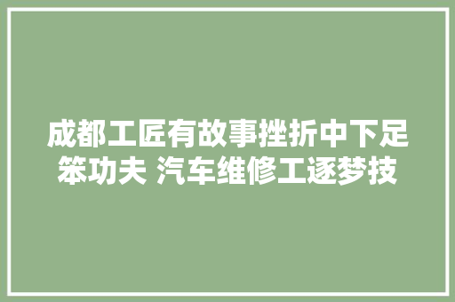 成都工匠有故事挫折中下足笨功夫 汽车维修工逐梦技能大年夜赛