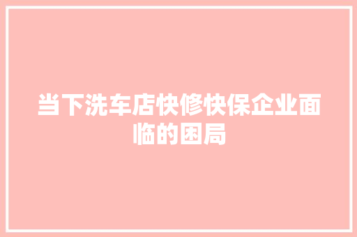 当下洗车店快修快保企业面临的困局