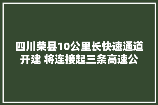 四川荣县10公里长快速通道开建 将连接起三条高速公路