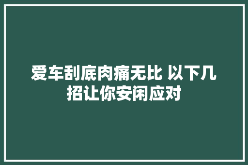 爱车刮底肉痛无比 以下几招让你安闲应对
