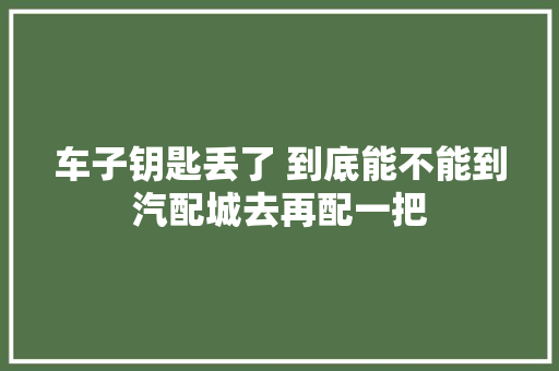 车子钥匙丢了 到底能不能到汽配城去再配一把
