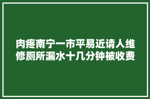 肉疼南宁一市平易近请人维修厕所漏水十几分钟被收费7000元
