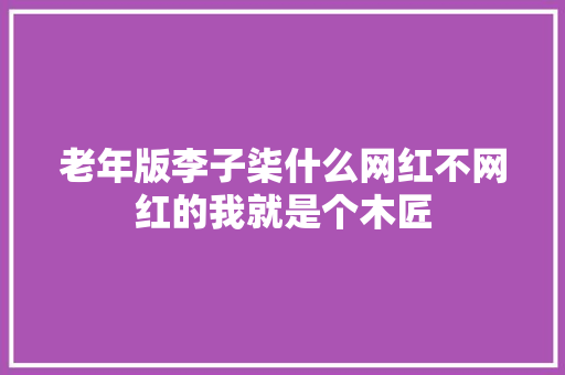 老年版李子柒什么网红不网红的我就是个木匠