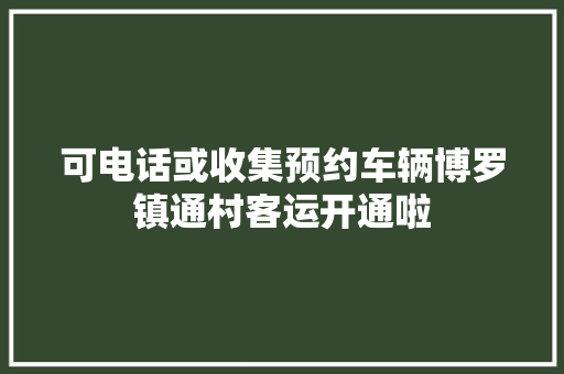 可电话或收集预约车辆博罗镇通村客运开通啦