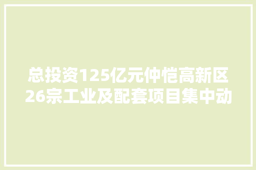 总投资125亿元仲恺高新区26宗工业及配套项目集中动工