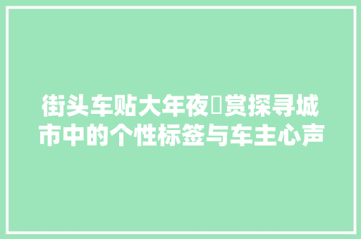 街头车贴大年夜‍赏探寻城市中的个性标签与车主心声