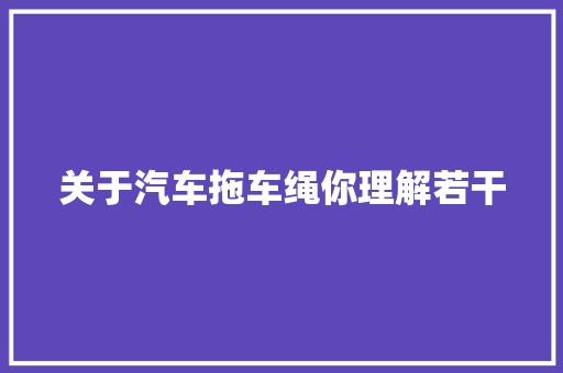 关于汽车拖车绳你理解若干