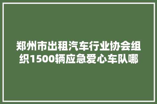郑州市出租汽车行业协会组织1500辆应急爱心车队哪儿有需要找他们