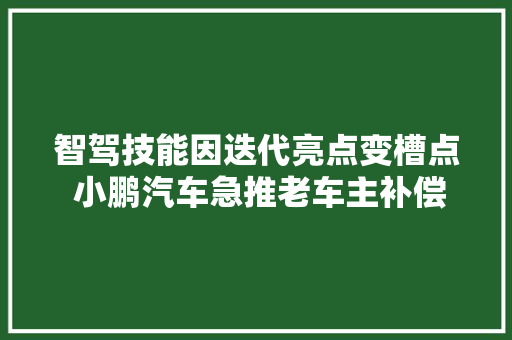 智驾技能因迭代亮点变槽点 小鹏汽车急推老车主补偿方法